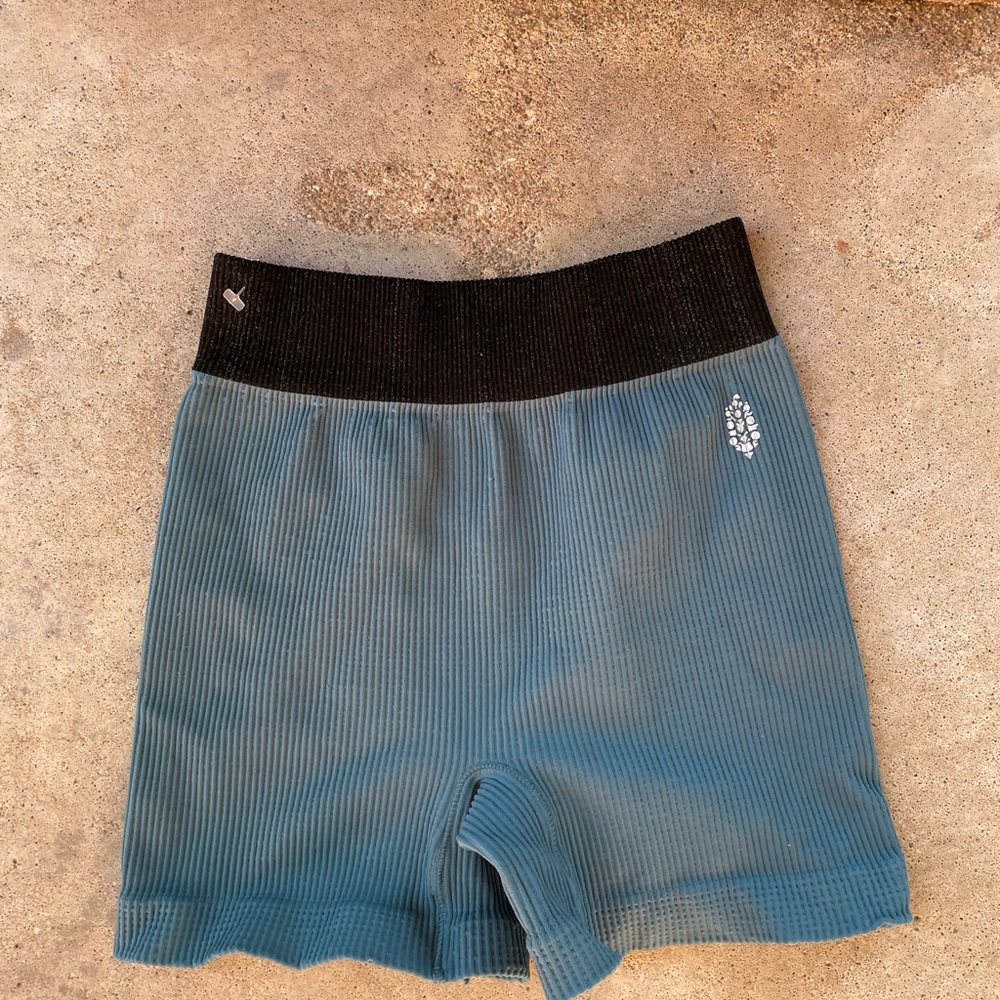 Free People Blue and Black Compression Shorts